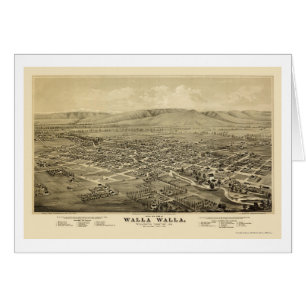 Walla Walla, carte panoramique de WA - 1876