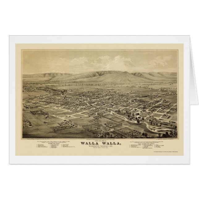 Walla Walla, carte panoramique de WA - 1876 (Devant horizontal)