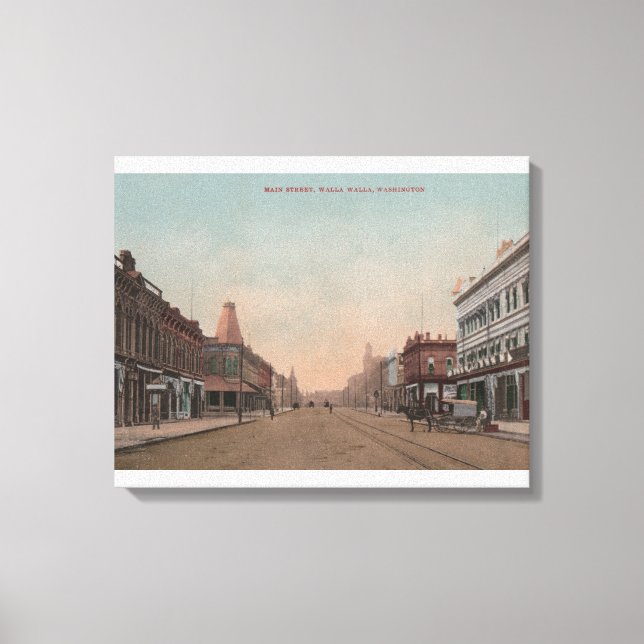 Walla Walla, WA - Blick auf Main St. Leinwanddruck (Vorderseite)