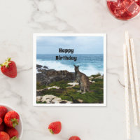 Wallaby an den Felsen am Meer, Paper Napkins