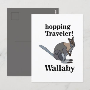 Wallaby Animal Hopping Traveler Wildlife Funny Postkarte