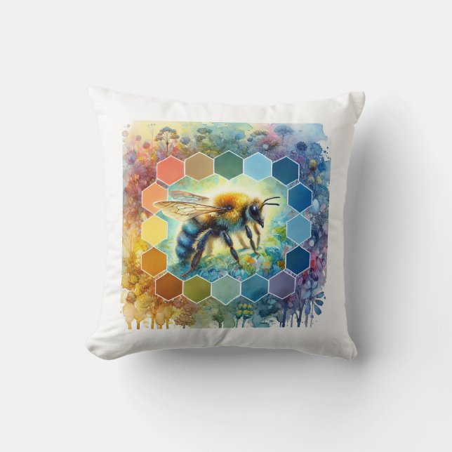 Wallace bee painting 130724AREF109 - Watercolor Kissen (Vorderseite)