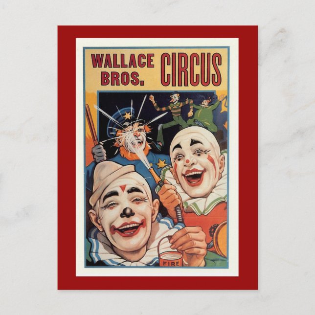 Wallace Bros. Vintager Zirkus Postkarte (Vorderseite)
