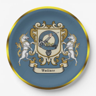 Wallace-Clan-Abzeichen Blau Personalisierter Papie Pappteller