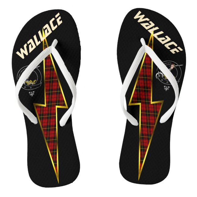 Wallace Clan Abzeichen Blitz Bolt Black Flip Flops (Fußbett)