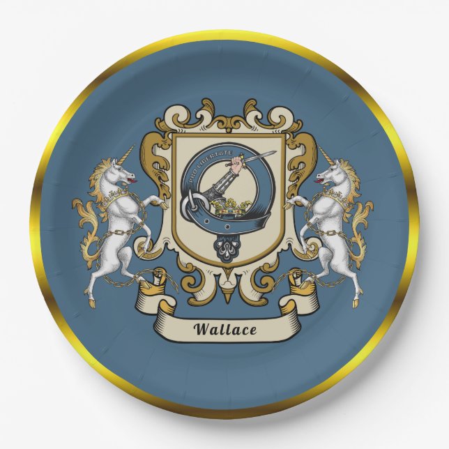Wallace Clan Abzeichen Blue Personalisiert Paper P Pappteller (Vorderseite)