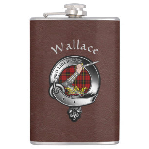 Wallace Clan Abzeichen mit braunen Imitaten Lederm Flachmann