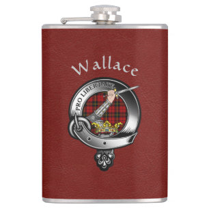 Wallace Clan Abzeichen mit roten Imitaten Ledermas Flachmann