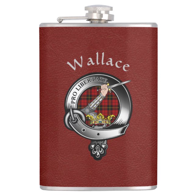 Wallace Clan Abzeichen mit roten Imitaten Ledermas Flachmann (Vorderseite)