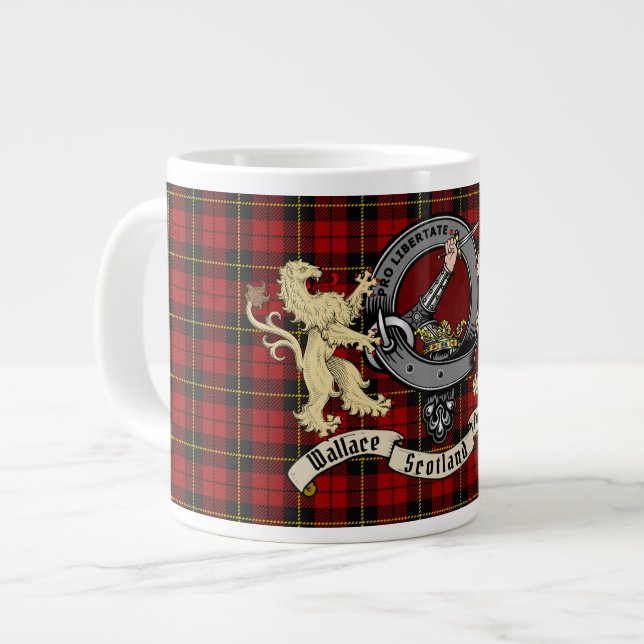 Wallace Clan Abzeichen & Tartan Giant Coffee Tasse (Vorderseite Links)