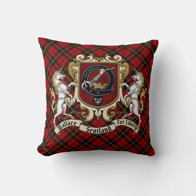 Wallace Clan Abzeichen & Tartan Kissen (Vorderseite)