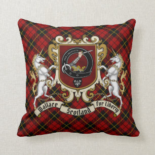 Wallace Clan Abzeichen & Tartan Kissen