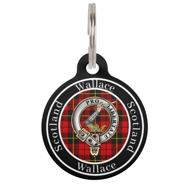 Wallace Clan Abzeichen & Tartan Personalisiert Peo Haustiermarke (Vorderseite)