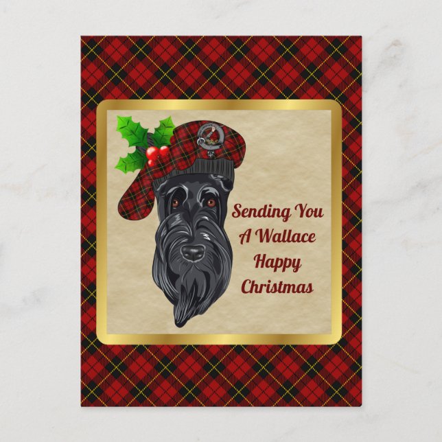 Wallace Clan Abzeichen & Tartan Postkarte (Vorderseite)