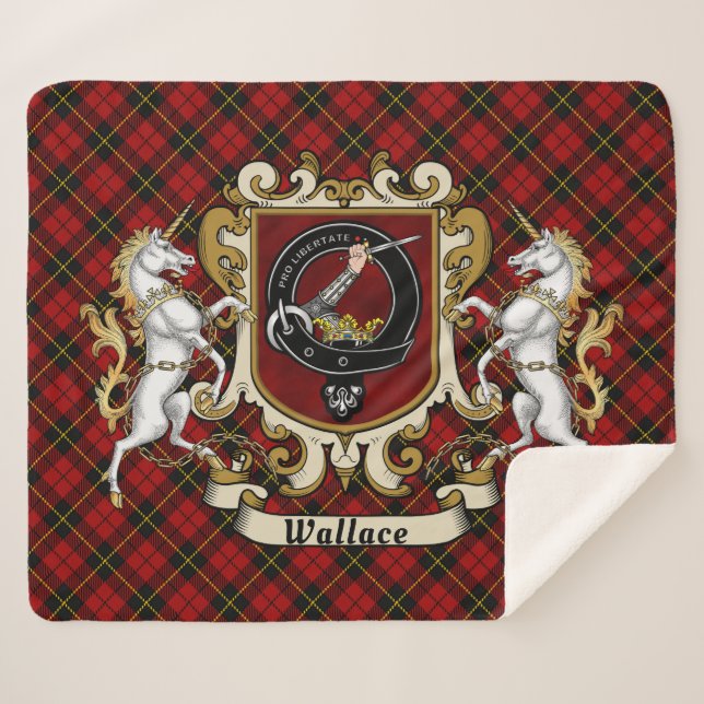 Wallace Clan Abzeichen & Tartan Sherpadecke (Vorderseite (Horizontal))