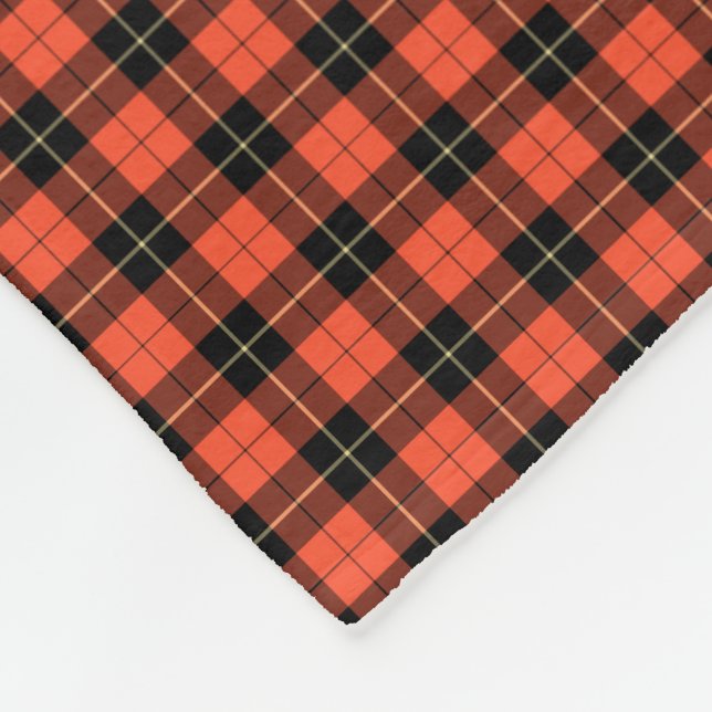 Wallace Clan Ancient Tartan Coral und Black Karier Fleecedecke (Ecke)
