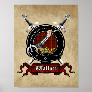 Wallace Clan Badge & Tartan Poster 8.5x11