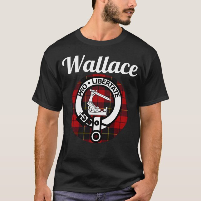 Wallace Clan Scottish Name Coat of Arms Tartan T-Shirt (Vorderseite)