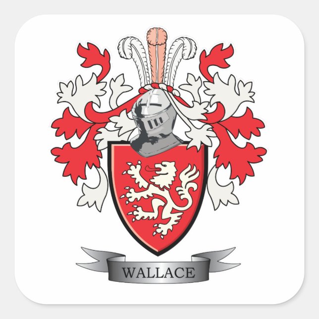 Wallace Familienwappen Coat of Arms Quadratischer Aufkleber (Vorderseite)