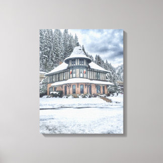 Wallace Idaho Depot im Winter Leinwanddruck