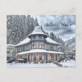 Wallace Idaho Depot im Winter Postkarte