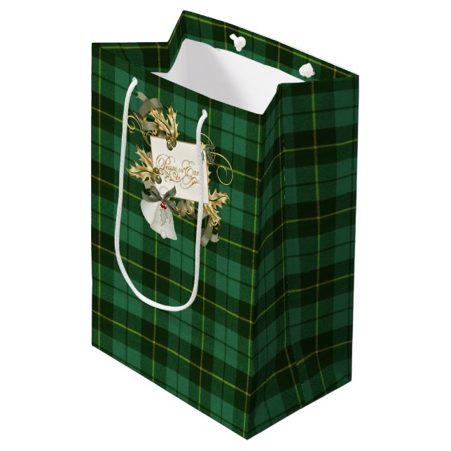 Wallace Junting Ancient Original Scottish Tartan Mittlere Geschenktüte (Vorderseite Schrägansicht)
