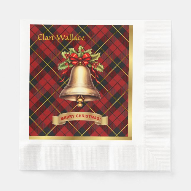 Wallace Personalisiert Tartan Christmas Serviette (Vorderseite)