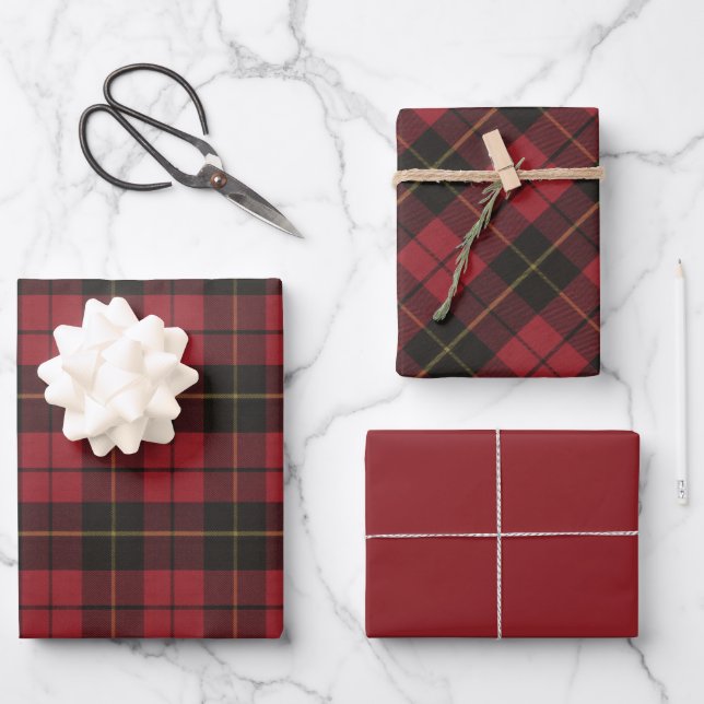Wallace Red Scottish Clan Tartan Geschenkpapier Set (Vorderseite)
