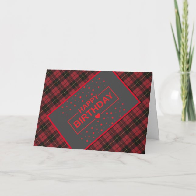 Wallace RedTartan Geburtstagskarte Karte (Vorderseite)