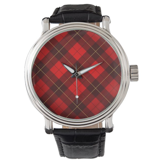 Wallace Tartan Hintergrund Armbanduhr (Vorderseite)