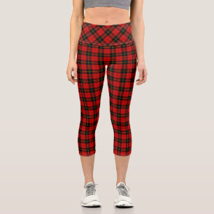 Wallace Tartan Red Black kariert Capri Leggings