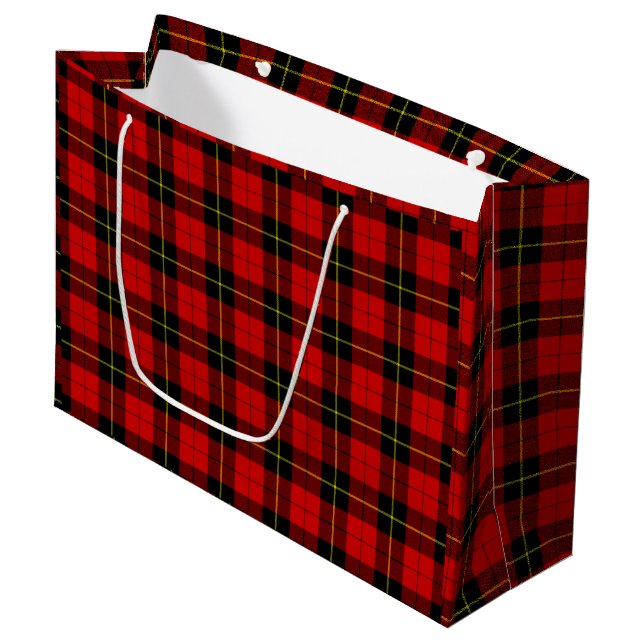 Wallace Tartan Red Black kariert Große Geschenktüte (Vorderseite Schrägansicht)