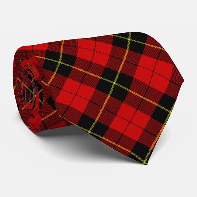 Wallace Tartan Red Black kariert Krawatte (Gerollt)