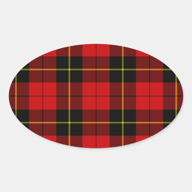 Wallace Tartan Red Black kariert Ovaler Aufkleber (Vorderseite)
