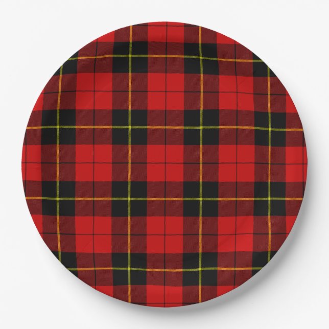 Wallace Tartan Red Black kariert Pappteller (Vorderseite)