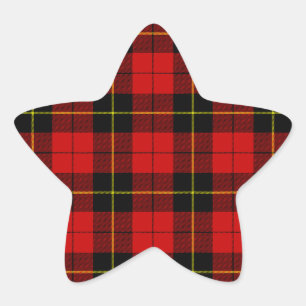 Wallace Tartan Red Black kariert Stern-Aufkleber
