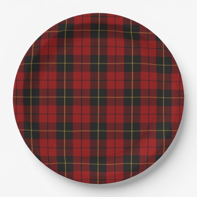 Wallace Tartan Scottish Clan Kariertes Muster Pappteller (Vorderseite)