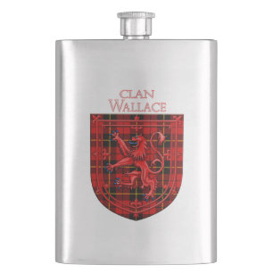 Wallace Tartan Scottish Kariert Lion Rampant Flachmann