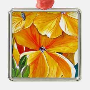 Wallblumengeschmückte originale Aquarellkunst Ornament Aus Metall