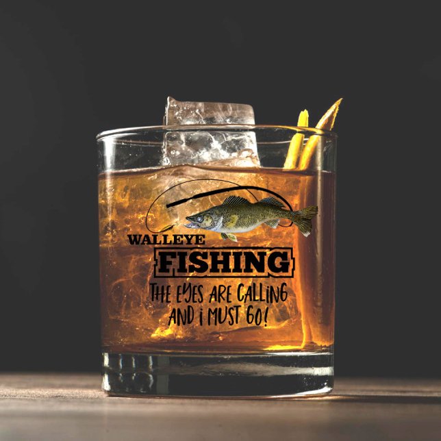 Walleye Angelfisch Sport im Freien Männer Whiskyglas (Walleye Fishing Whiskey Glass Gift. The eyes are calling and I must go.)