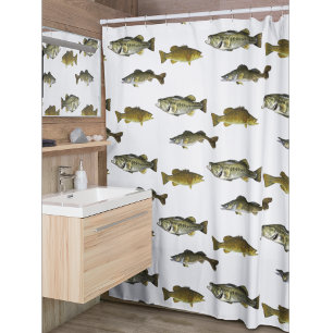 Walleye Bass Angler Men-Muster beim Angeln Duschvorhang