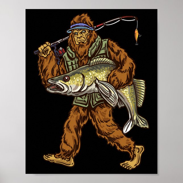 Walleye Fischen Sauger Jagd Bigfoot Fischer Poster (Vorne)