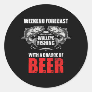 Walleye Fischen Shirts für Männer Funny Fishing Runder Aufkleber