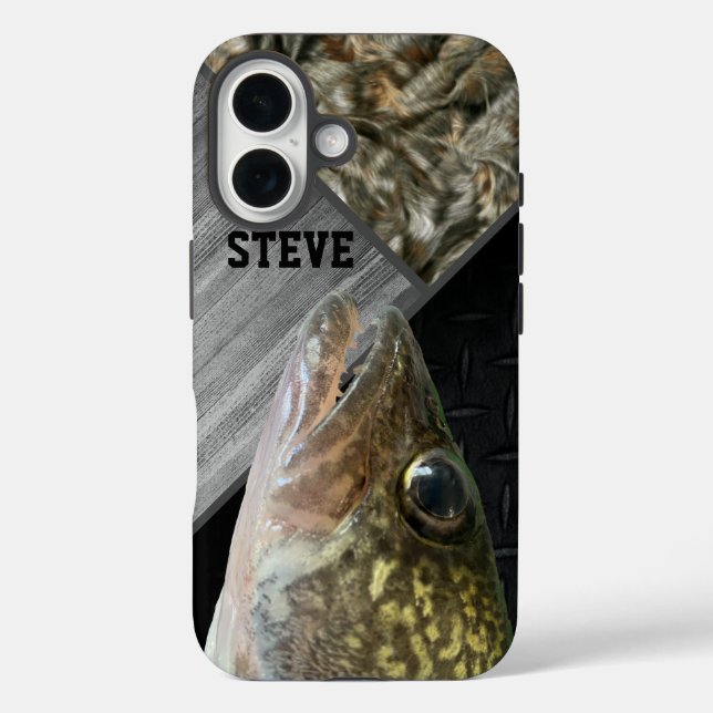 Walleye-Fischerei Camouflage Name Männer Cool iPhone 16 Hülle (Rückseite)