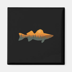Walleye Fischerei Wald Natur Wildlife Fisherman Magnet