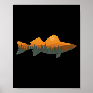 Walleye Fischerei Wald Natur Wildlife Fisherman Poster