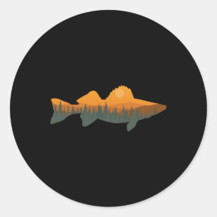 Walleye Fischerei Wald Natur Wildlife Fisherman Runder Aufkleber