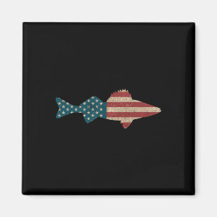 Walleye Fishing American Flag Sauger Anglen Magnet