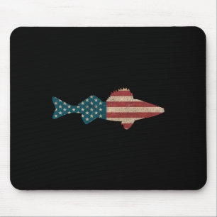 Walleye Fishing American Flag Sauger Anglen Mousepad