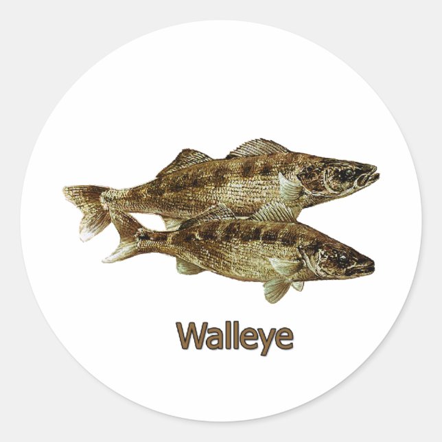 Walleye Fishing-Logo Runder Aufkleber (Vorderseite)
